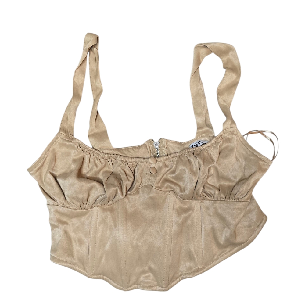 Zara Tan Corset Crop Top (Size Small)